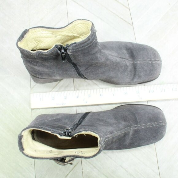 *Geier Wally Gray Suede Side Zip Casual Heeled Ankle Boots Size 11 Inches - Picture 6 of 9